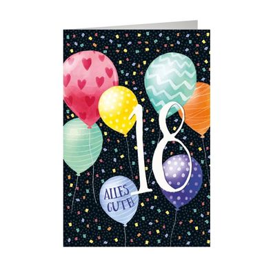 SKOR Glückwunschkarten Geburtstag " Zahl - 18 " sortiert 1St