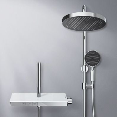 EMKE Duschsystem Duschset Mit Thermostat Regendusche Rund Kopfbrause