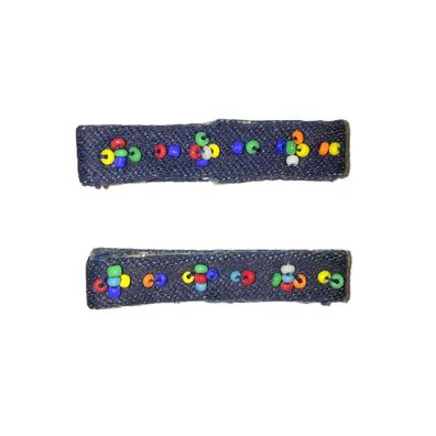 Diana Kinder-Haarklammern Buntes Perlen-Design auf Jeans