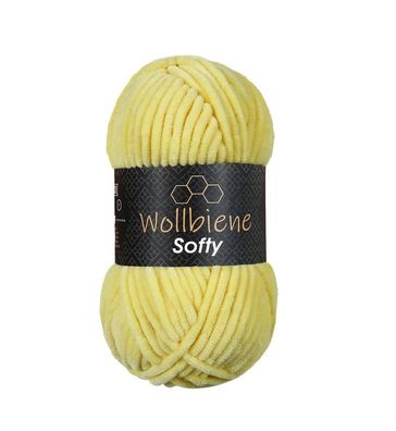 Wollbiene Softy Yellow, Wolle, Chenille, Wolle, Häkeln, Stricken