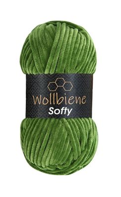 Wollbiene Softy froschgrün, Wolle, Chenille, Wolle, Häkeln, Stricken