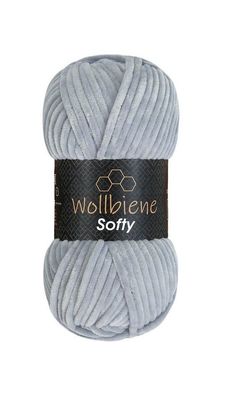 Wollbiene Softy silvergray, Wolle, Chenille, Wolle, Häkeln, Stricken
