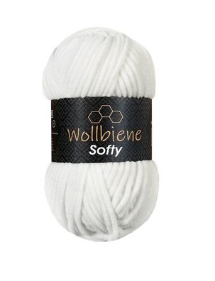 Wollbiene Softy white, weiß, Wolle, Chenille, Wolle, Häkeln, Stricken