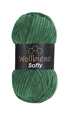 Wollbiene Softy grün, merald, Wolle, Chenille, Wolle, Häkeln, Stricken