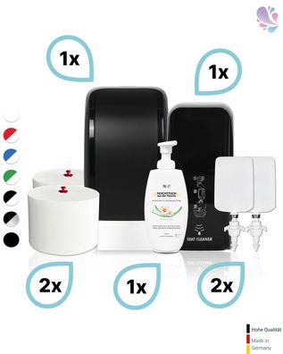 Komplett-set Toilettenkabine: Spender + SENSOR Sitzreinigung + Schaum + Fülllmittel