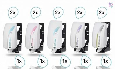 K-SET Handreinigung, -schutz &- pflegeprogramm mit Wandhalterung, 2x5 verschiedene Mi