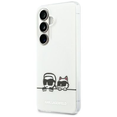 Hülle Karl Lagerfeld Galaxy S26 Plus weiß MagSafe Katze Karl Seiten transparent
