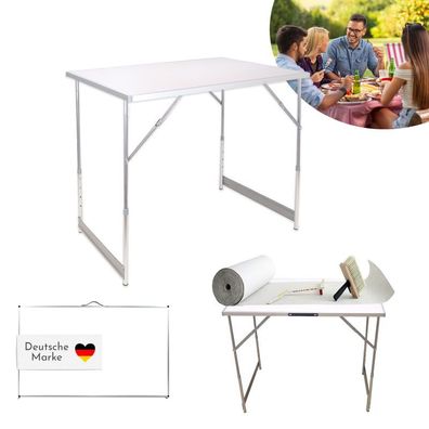 Tapeziertisch klappbar weiß, Arbeitstisch 3-teilig, Mehrzwecktisch höhenverstellbar :