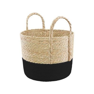 Flechtkorb mit Griffen Boho 27 x 28 cm schwarz Ambition