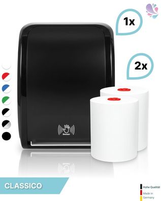 SET: Handtuchrollenspender SENSOR, berührungslos, Blanc Cosmos verschied. Farben + 2