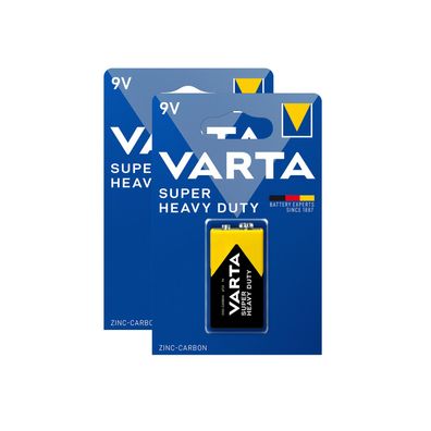 2x Varta Super Heavy Duty 9V E Block 6LP3146 MN 1604 4922 Zink Kohle Batterie