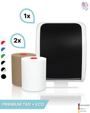 Handtuchrollenspender Autocut, Blanc Cosmos verschied. Farben + 1 Rolle Premium TAD