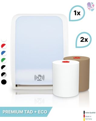 SET: Handtuchrollenspender SENSOR, berührungslos, Blanc Cosmos versch. Farben+ 1Rolle