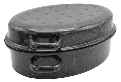 KARL KRÜGER Gänsebräter oval 4,5 l Ø34cm emailliert schwarz/weiß gesprenkelt 120805