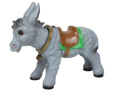 Wackel Dackel Figur Esel in grau Wackelfigur Länge 30 cm groß stehend mit Wackelkopf