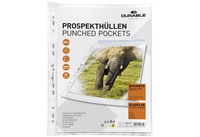 Durable Prospekthülle, oben offen, DIN A4, PP, glänzend, 0,06 mm, glasklar 666250