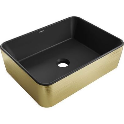 Mexen Catia 48x37cm Aufsatzwaschbecken Schwarz/Gold Matt, Rechteckig
