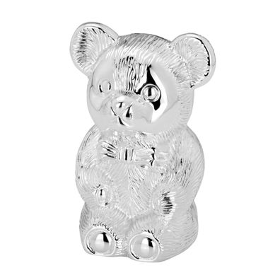 Kinder Spardose Teddy-Bär versilbert 11 cm Kinder Sparbüchse Money Box Sparbox