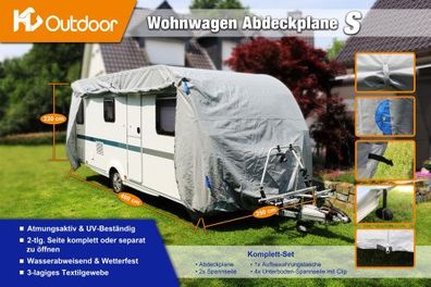 HC Outdoor Wohnwagen Abdeckplane Größe S 460 x 250 x 220 cm