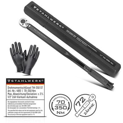 Stahlwerk Drehmomentschlüssel TW-350 ST 70-350 Nm 1/2“ Zoll Umschaltknarre