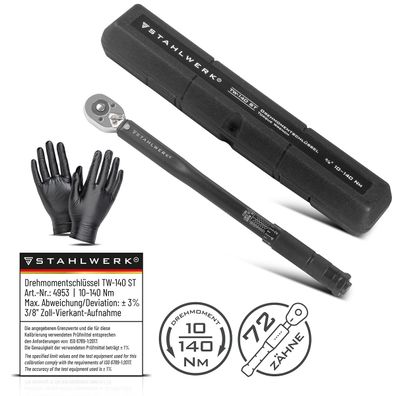 Stahlwerk Drehmomentschlüssel TW-140 ST 10-140 Nm 3/8“ Zoll Umschaltknarre