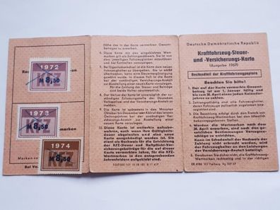 DDR KFZ Steuer- und Versicherungskarte