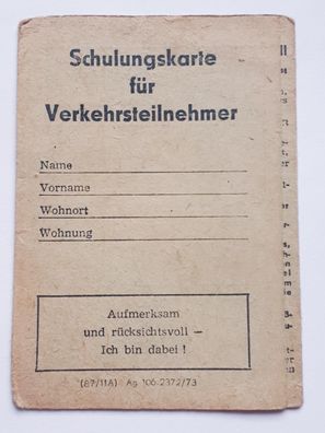 DDR Schulungskarte für Verkehrsteilnehmer