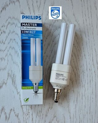 Philips PL Energiesparlampe Sparlampe 11W 600lm E14 Kompaktlampe Warmweiß warm