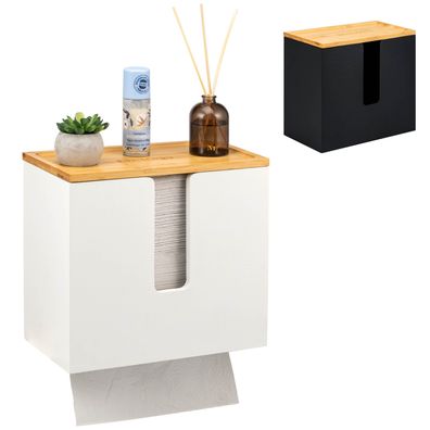 eluno Papierhandtuchspender mit Deckel, Papierhandtuchhalter aus Bambus