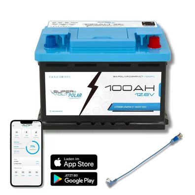 Supervolt Polar Compact LiFePO? Batterie 12,8V 100Ah – Lithium Wohnmobil Batt