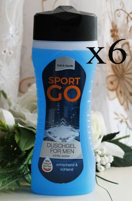 6x300ml Soft & Gentle Sport Go Bade / Duschgel for Men White Water