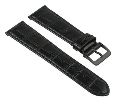 Nevada Uhrenarmband Kalbsleder Kroko-Prägung schwarz 25753B