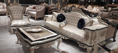 Luxus Wohnzimmer Couch Set 3 + 1 mit Couchtisch Sofagarnitur Sofa Couchen