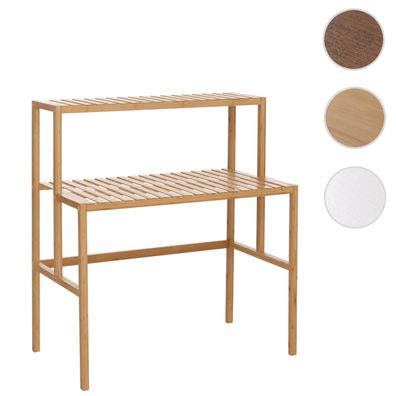 Bambus Pflanzenregal HWC-Q34, Blumentreppe Blumenständer, 2 Ablagen 100x90x50cm