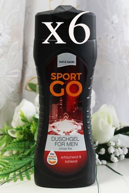 6x300ml Soft & Gentle Sport Go Bade / Duschgel for Men Cross Fire