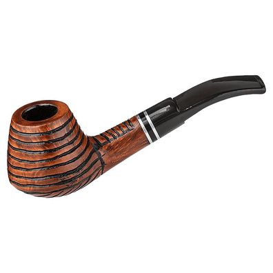 Angelo Pfeife Mod. 4, braun, stylish, gebogen, mit Ring