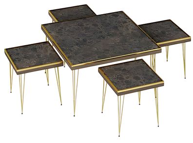 Wohnzimmer-Set in Schwarz aus hochwertigem MDF und Edelstahl