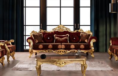 Dreisitzer Sofa 3 Sitzer Sofa Sitz Sofas Couch Möbel Stoff Stil Barock Rokoko