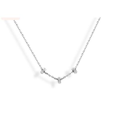 Victoria Silberfarbene Weißstein-Donut-Halskette