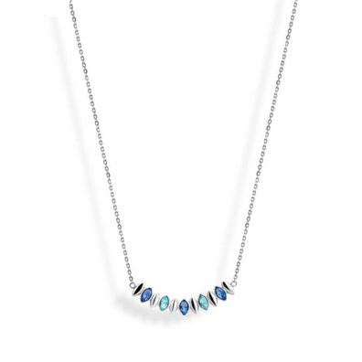 Victoria Silberfarbene Halskette mit bunten Steinen