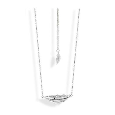 Victoria Silberfarbene Steine besetzte Feder Halskette