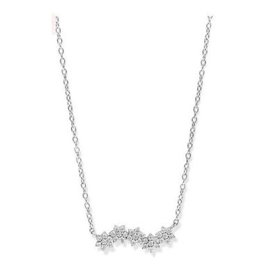 Victoria Silberfarbene Weißer Steinen Blume Halskette