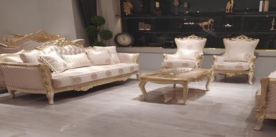 Sofa Sessel Sofas Sofagarnitur 3 + 1 + 1 Sitzer Garnitur Luxus Barock Wohnzimmer Neu