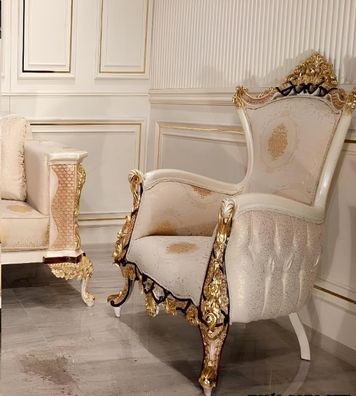 Ohrensessel Sessel Sitzer Luxus Design Polster Sofa Textil Barock Relax Stoff