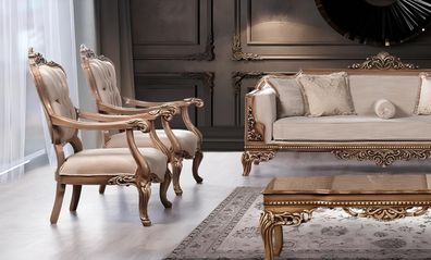 Sessel Ohrensessel Sofa Luxus Wohnzimmer Barock Relax Polster Design Sitzer Neu