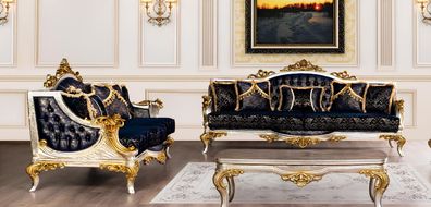 Luxus Sofagarnitur 3 + 3 Sitz Sofas Sessel Set Garnitur Stil Barock 2tlg Klassisch