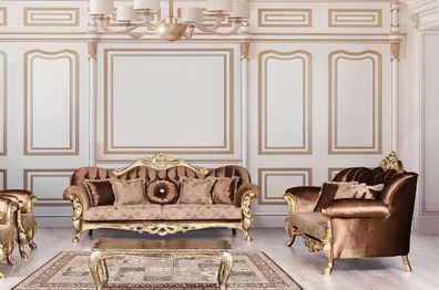 Sofagarnitur 3 + 3 Sitzer Luxus Garnitur Sofa Sofas Set Barock Wohnzimmer
