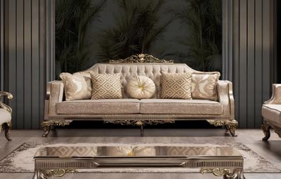 Dreisitzer Sofa 3 Sitzer Sofa Sofas Stoff Barock Rokoko Couch Design Wohnzimmer