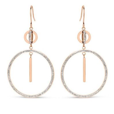 Victoria Roségoldfarbene Creolen mit weißen Steinen