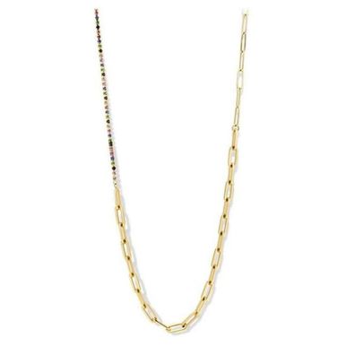 Victoria Goldfarbene Halskette mit bunten Steinen